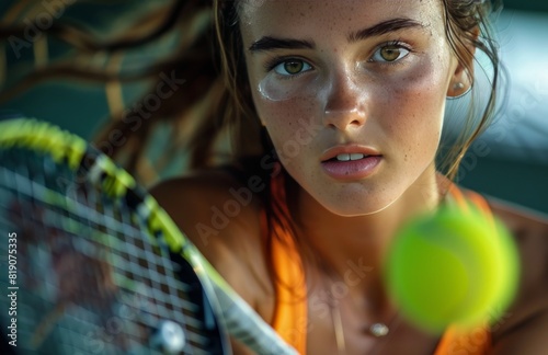 Young Woman Holding Tennis Racket
