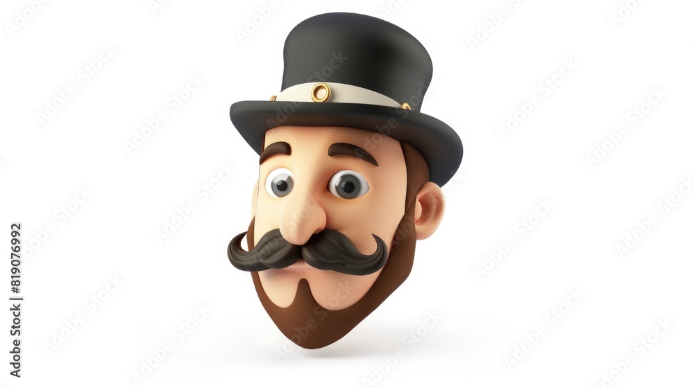 A cartoon character with a mustache and top hat. Suitable for various design projects A cartoon character with a mustache and top hat. Suitable for various design projects