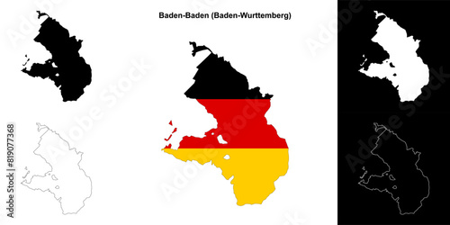 Baden-Baden (Baden-Wurttenberg) blank outline map set