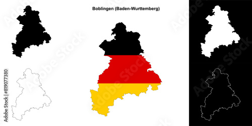 Boblingen (Baden-Wurttenberg) blank outline map set