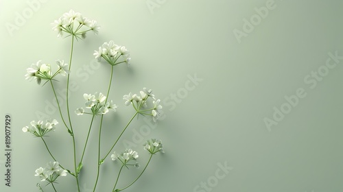 Delicately Drifting Alchemilla Mollis Flowers in Minimalist Digital Painting photo