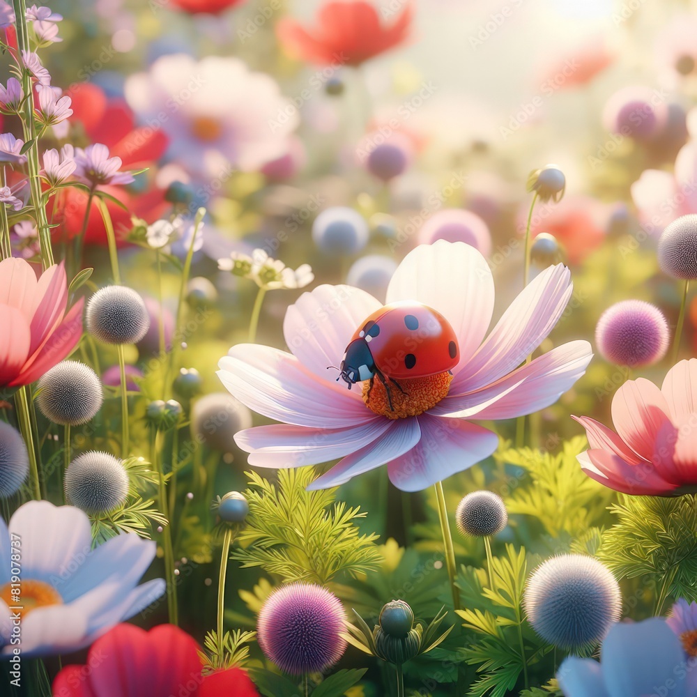 ladybug on a flower Floral Patterns Background ladybug on a flower Floral Patterns Background