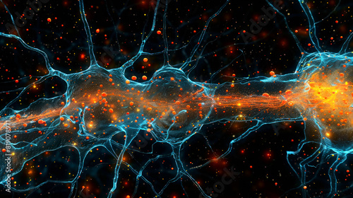 Abstract image of neurons, nerve cells photo