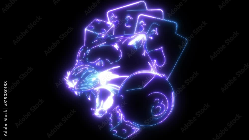 neon animation of animal head Cougar neon animation of animal head Cougar