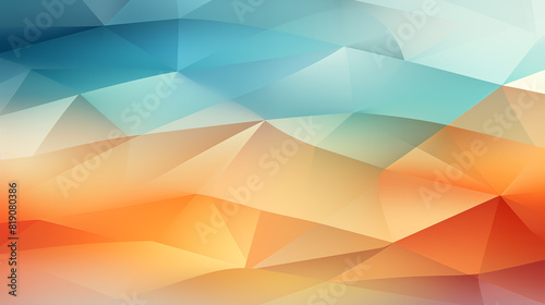 A vibrant abstract geometric background with shades of blue, orange, and beige, featuring low poly triangular shapes. Ideal for concepts like design, art, creativity, and modern aesthetics.