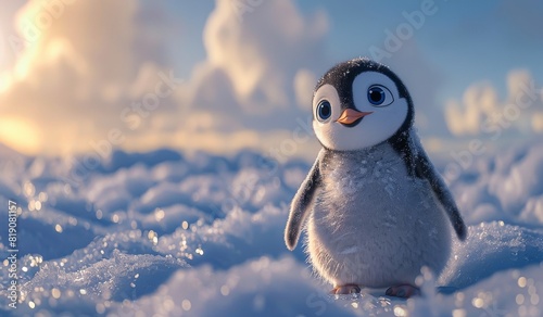 Small Penguin Standing in Snow