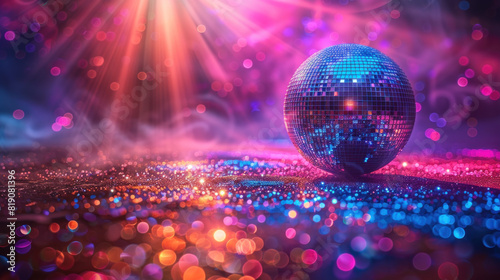 Disco ball with glittering background