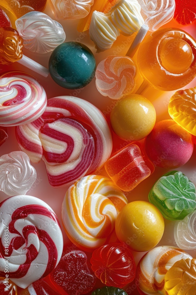 Φωτογραφία Colorful pile of various candies and lollipops, perfect for sweet treats concept