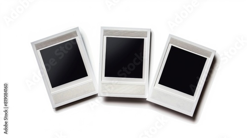 Three white frames with black pictures. Suitable for interior design projects