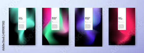 Abstract aurora covers set. Colorful northern lights background. vector illustration Eps10