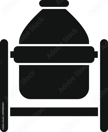 Simplified black icon symbolizing an oldfashioned water well, suitable for various designs