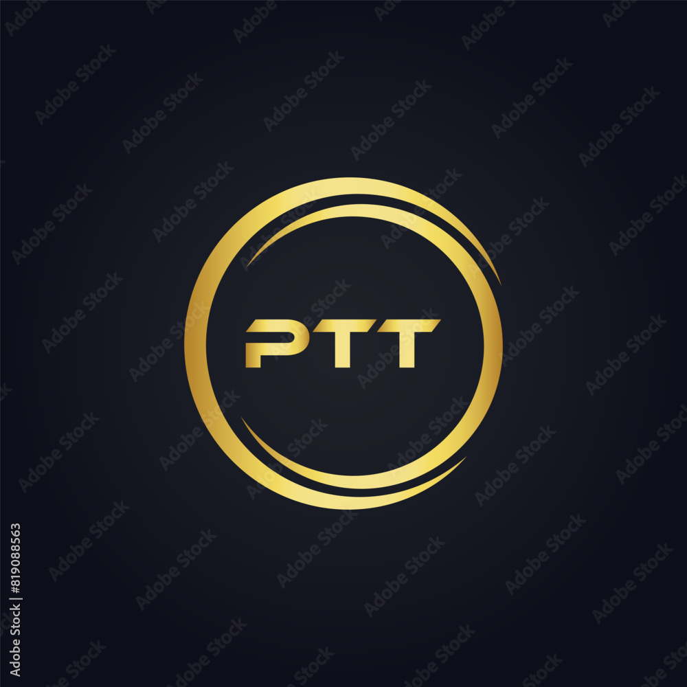 Fototapeta premium PTT logo. P T T design. White PTT letter. PTT, P T T letter logo design. P T T letter logo design in FIVE, FOUR, THREE, style. letter logo set in one artboard. P T T letter logo vector design.