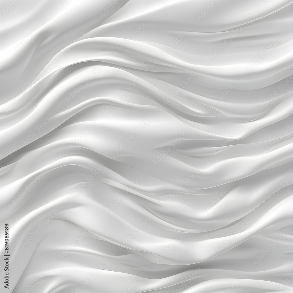 Obraz premium White silk satin fabric with softly wrinkled waves, white 3D plain cloth with wrinkles, luxury white background