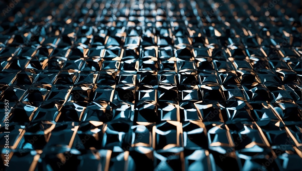 Fototapeta premium 3D metal texture with numerous small squares in geometric pattern generative ai.