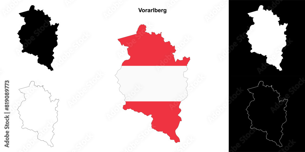 Fototapeta premium Vorarlberg state outline map set