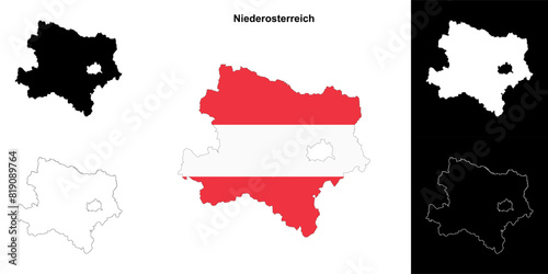 Niederosterreich state outline map set