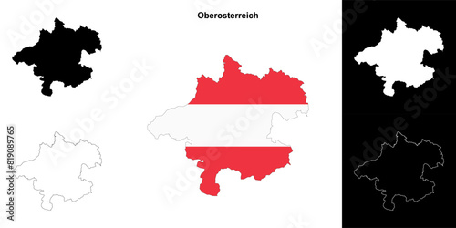 Oberosterreich state outline map set photo