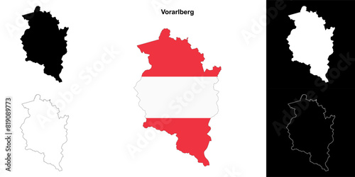 Vorarlberg state outline map set