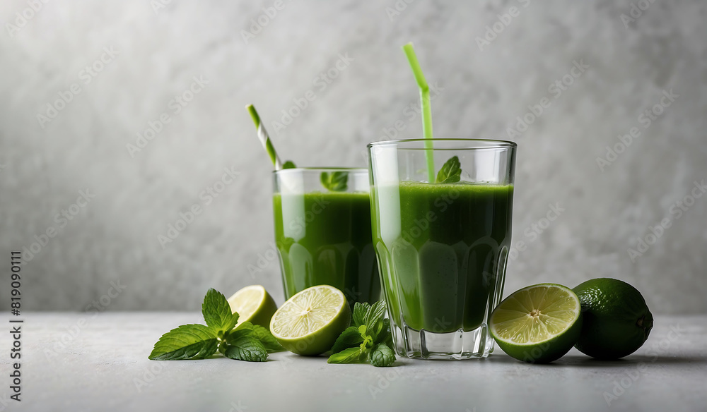 Refreshing Green Detox Juice with Free Copy Space Refreshing Green Detox Juice with Free Copy Space