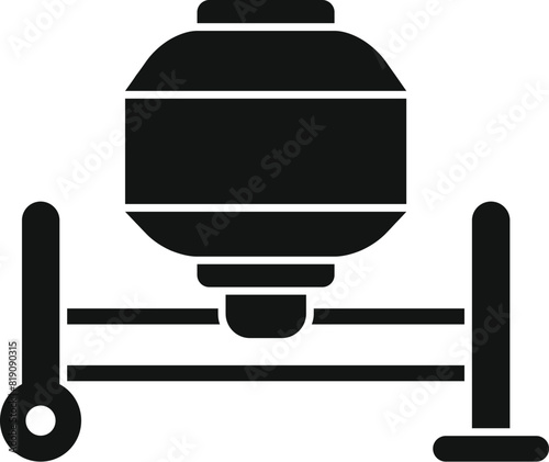 Vector illustration of a horizontal drum sander tool icon for woodworking in black silhouette