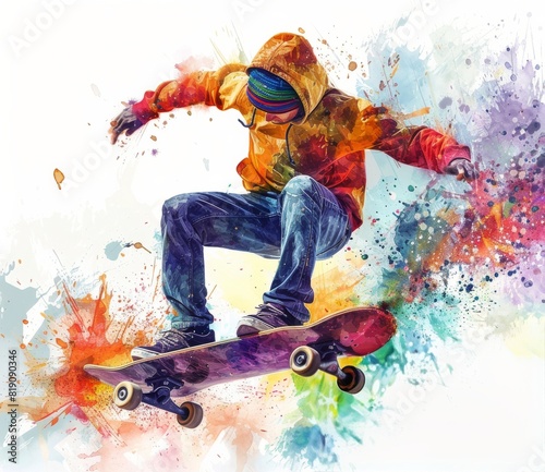 Colorful Painting of a Skateboarder