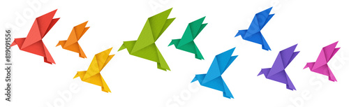 Fotografie Colorful origami paper birds concept