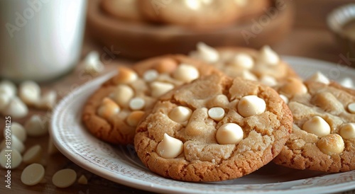 White Chocolate Chip Cookies on a Plate
