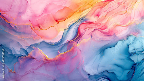 Playful abstract art on marble canvas, showcasing pastel hues.