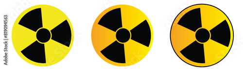 Set of Radioactive icon vector. radioactive icon warning caution danger symbol vector illustration. Radioactive symbol color and black icon set.