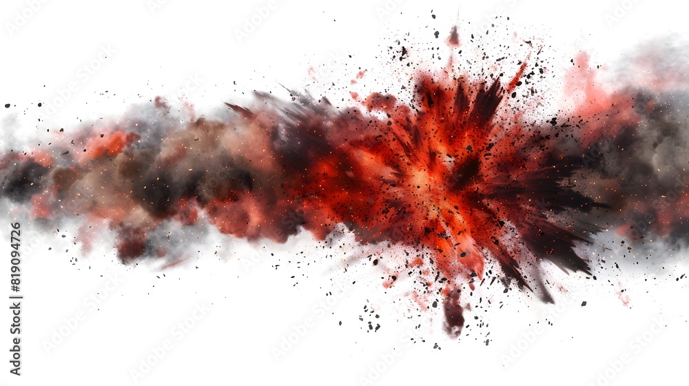fiery explosion with sparks over a white background. AI Generative fiery explosion with sparks over a white background. AI Generative
