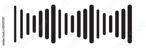 Radio Wave icon. Monochrome simple sound wave on whitet background. Vector sound wave icon. Music player sound bar. Record interface. Equalizer icon with soundwave line. vector illustration photo