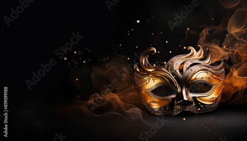 Carnival mask gold on black background