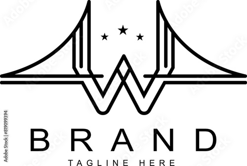 Web w letter bridge logo, business logo