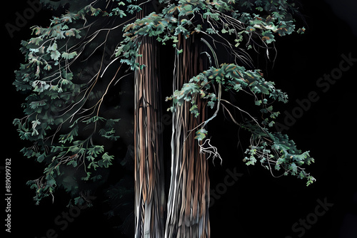 Coast redwood (Sequoia sempervirens) (Colored Pencil) - United States - Coast redwoods are the tallest trees on Earth, growing over 100 meters in height. They are also among the oldest living organism photo