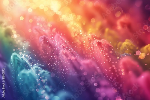 A cascade of pride colors in a soft-focus background