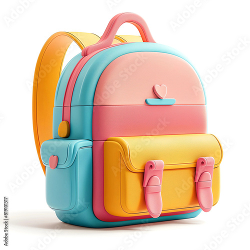 3D Backpack Icon, Cute, Colorful, Cute Icon Design, Kids Backpack