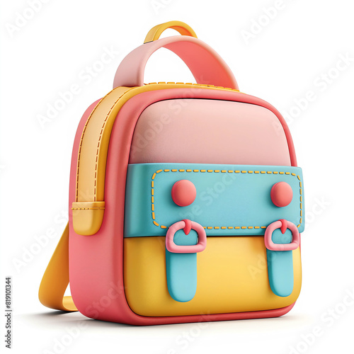 3D Backpack Icon, Cute, Colorful, Cute Icon Design, Kids Backpack
