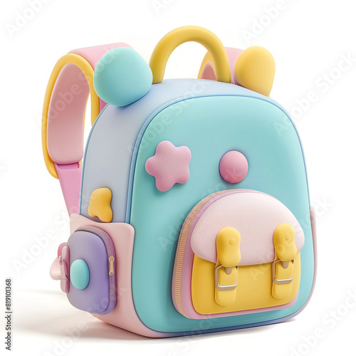 3D Backpack Icon, Cute, Colorful, Cute Icon Design, Kids Backpack