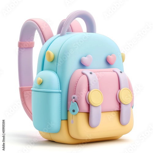 3D Backpack Icon, Cute, Colorful, Cute Icon Design, Kids Backpack