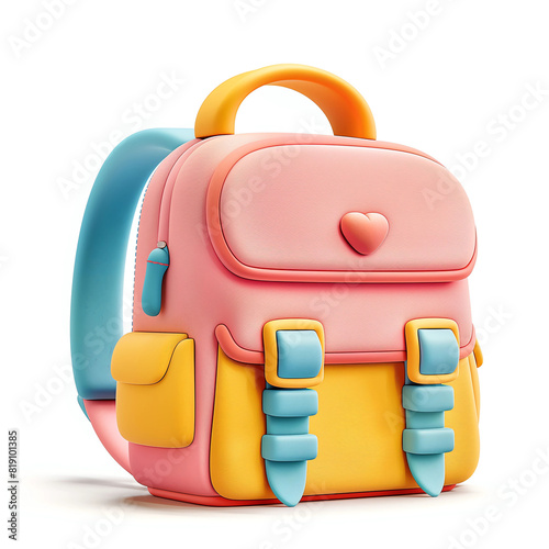 3D Backpack Icon, Cute, Colorful, Cute Icon Design, Kids Backpack