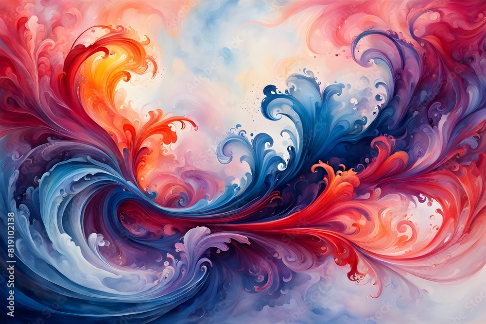 Fototapeta premium Watercolor swirl background blending seamless pattern central vortex