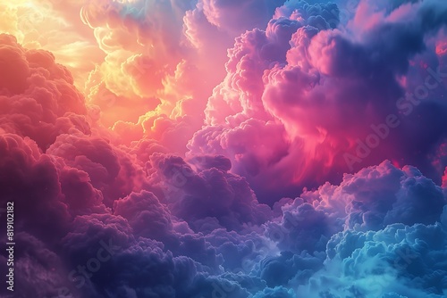 Ethereal clouds tinted with the colors of the rainbow photo
