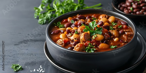 Rich chili blankets sausage in velvety sauce with slowcooked tomatoes and beans. Concept Recipes, Comfort Food, Chili, Sausage, Slowcooker