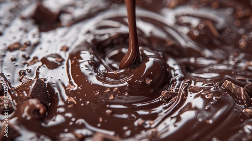 Swirled melted chocolate. Dark chocolate. Milk chocolate. Melting, preparing, baking.