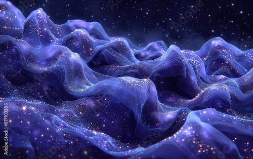 Blue fabric with star shapes in a computer-generated image