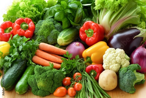 Set of fresh organic vegetables, healthy food, vegetarianism