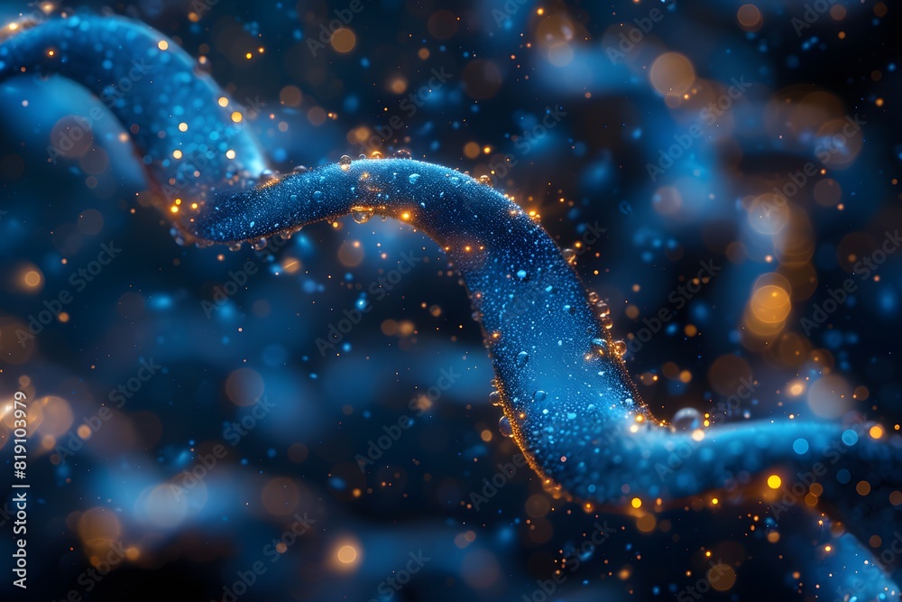 Abstract DNA Strand Glowing in Blue and Orange Light Biotechnology and Genetic Research Concept Abstract DNA Strand Glowing in Blue and Orange Light Biotechnology and Genetic Research Concept
