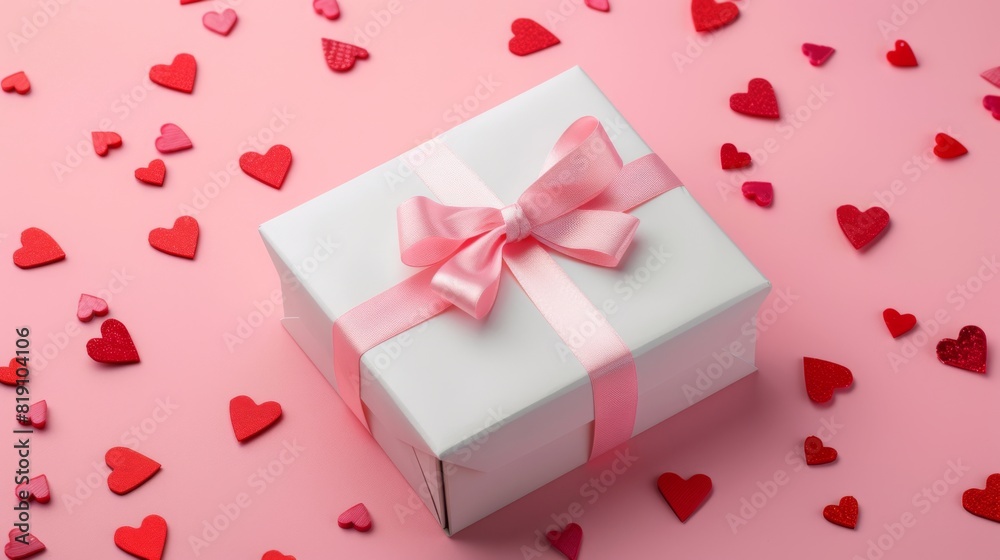 A Gift Box with Pink Ribbon