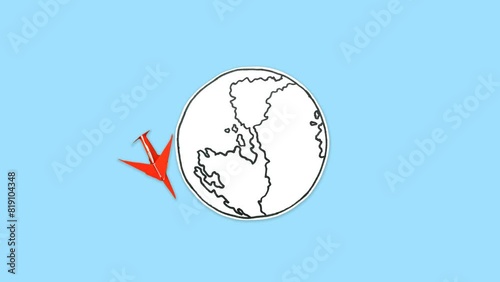 Animated Paper Airplane And A Paper Earth Planet Stop Motion Animation