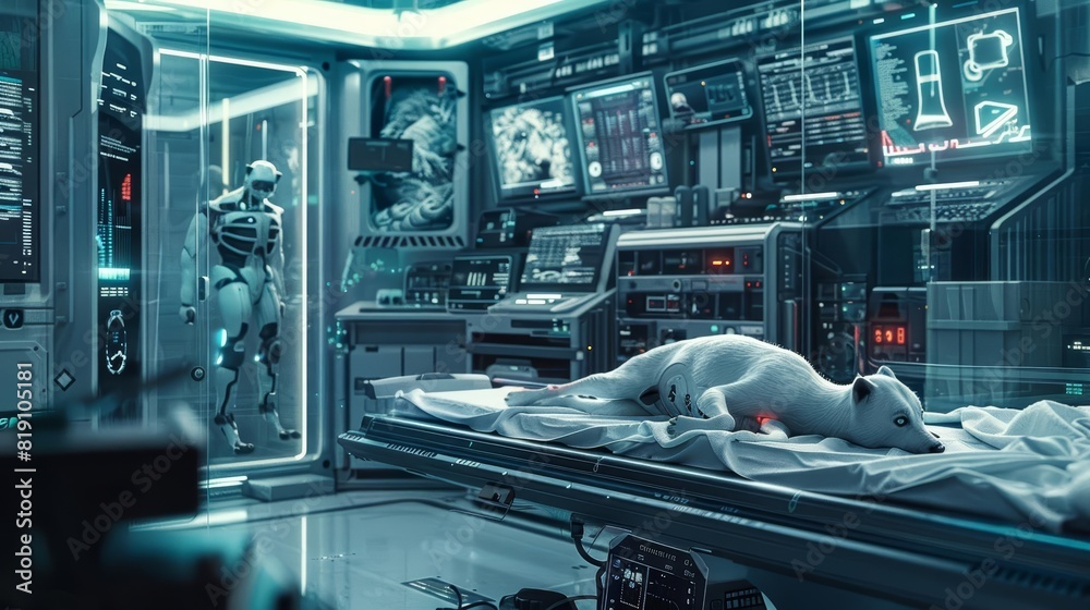 Close up of a cybernetic enhancement facility for pets Close up of a cybernetic enhancement facility for pets